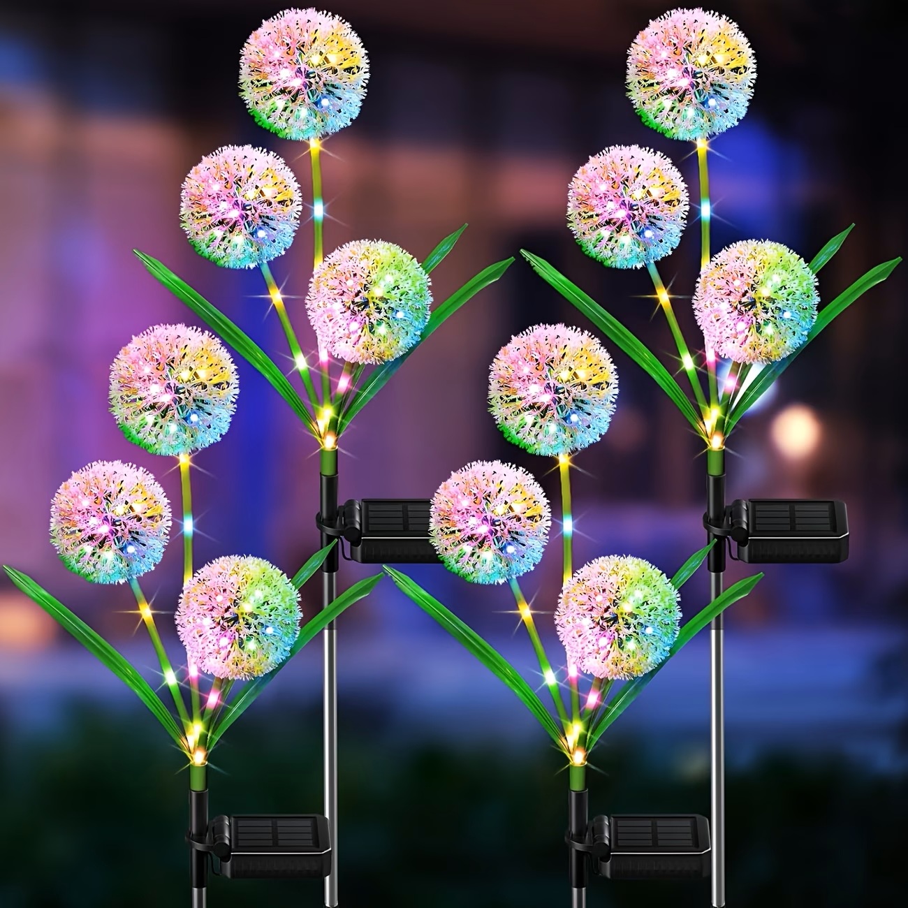 Fairy Light Curtain - 4PC 3 Head Solar LED Dandelion