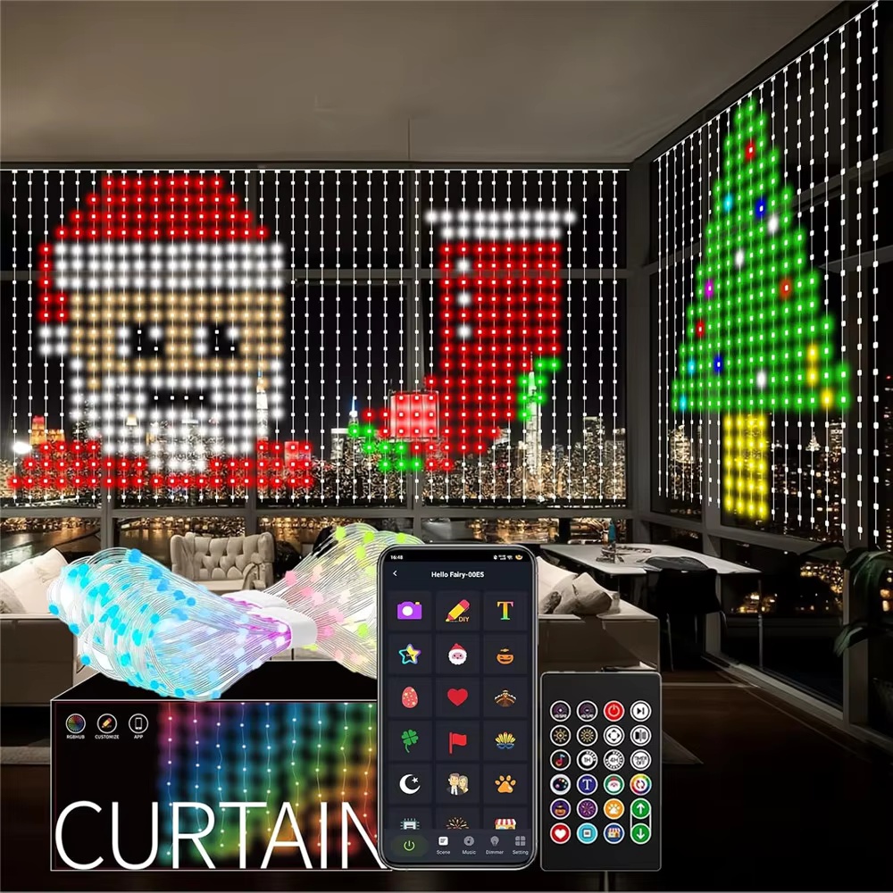 Fairy Light Curtain - Smart RGB Pixel Curtain Lights Bluetooth