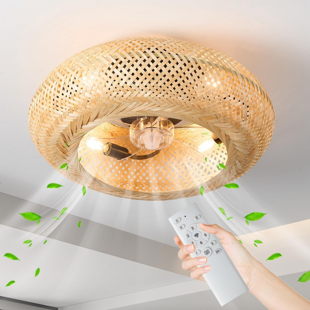 Decor Lighting Ceiling Fans - Bamboo Remote Control Ceiling Fan Lamp