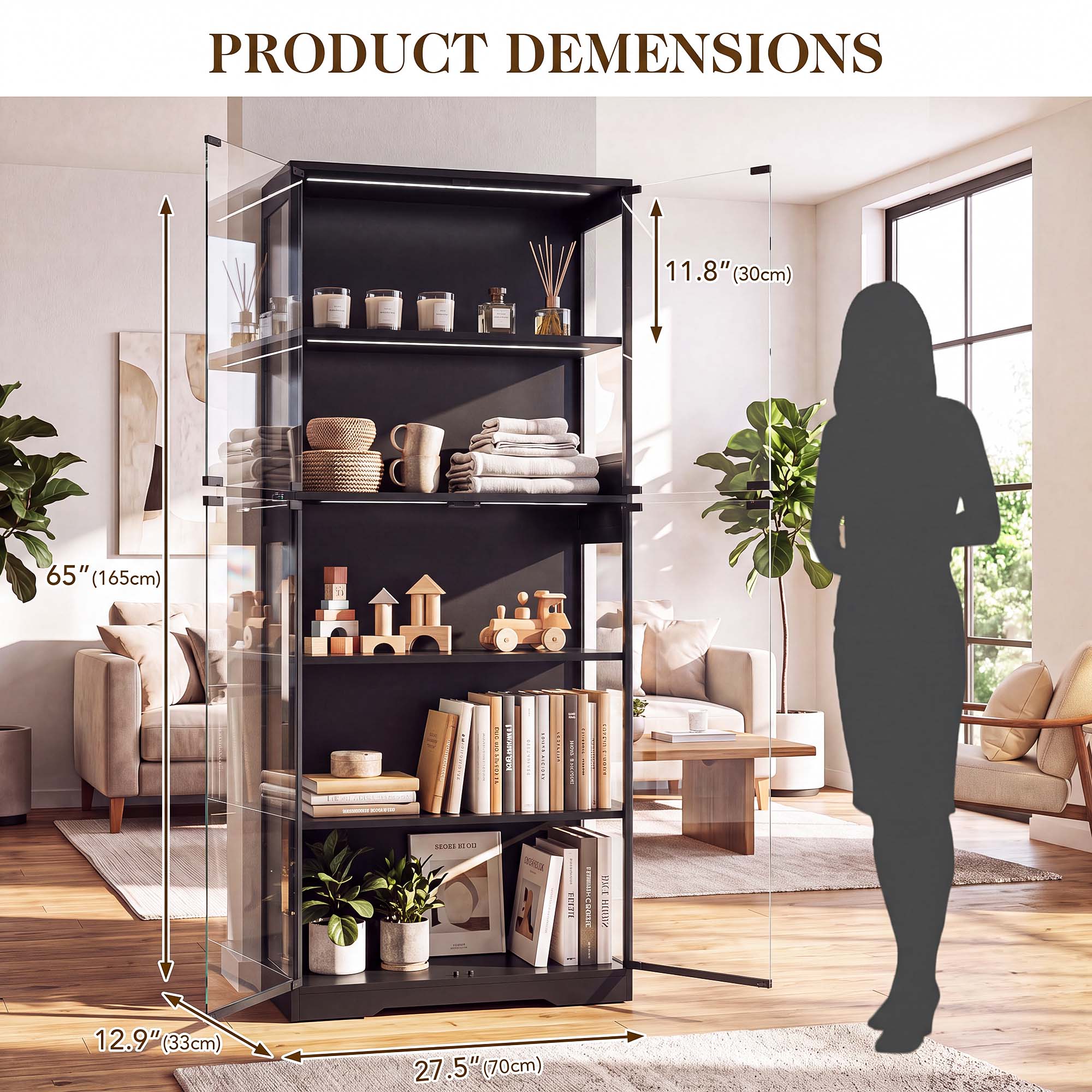 TCGBKAF 5‑Tier Display Cabinet - Led Lighting Decor 评论和价格