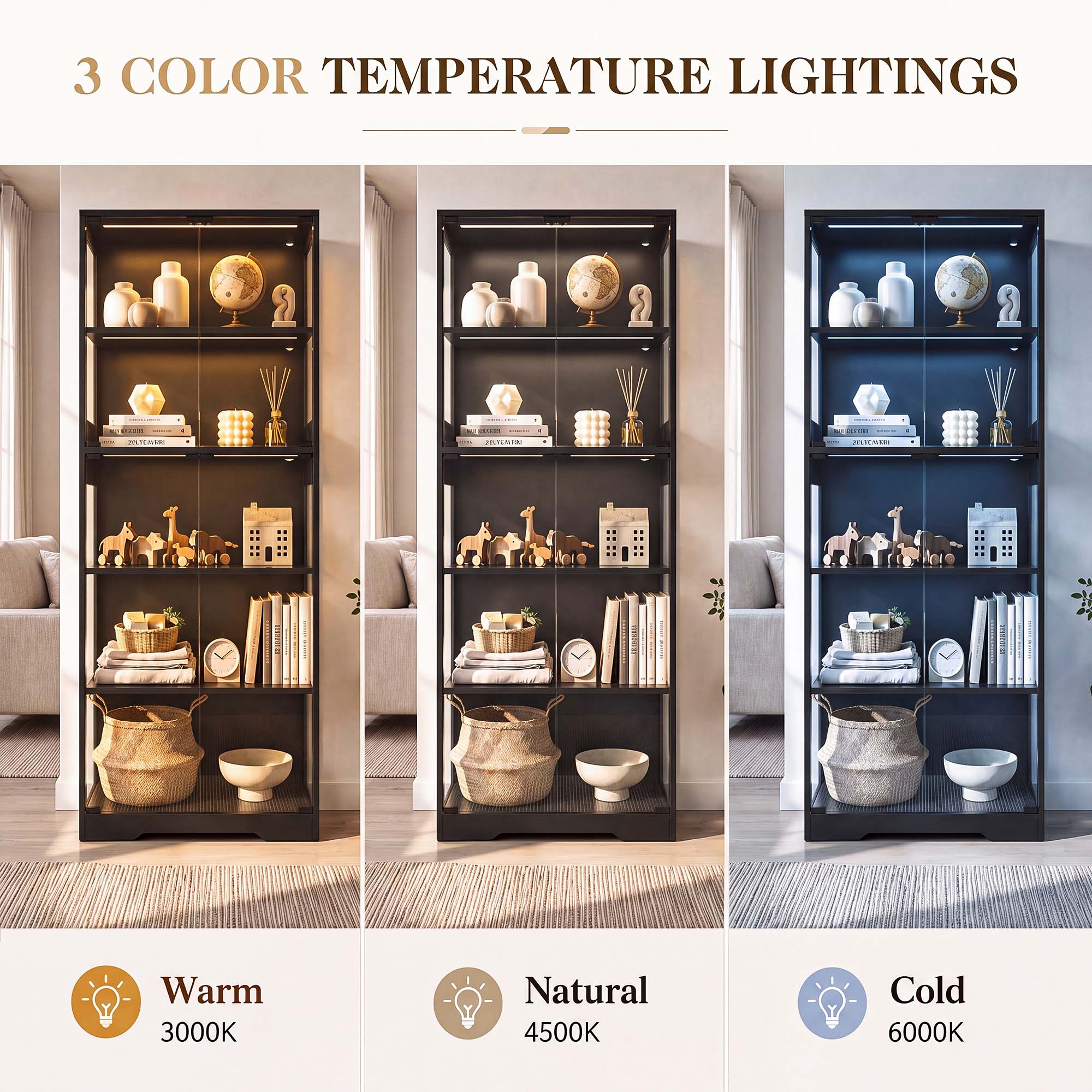 TCGBKAF 5‑Tier Display Cabinet - Led Lighting Decor 评论和价格