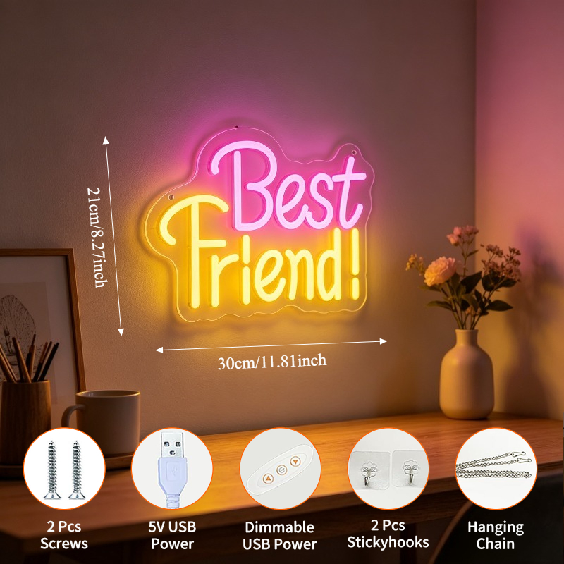 Best Friend Neon Light Sign Di - Bedroom Lighting Decor Ideas 评论和价格