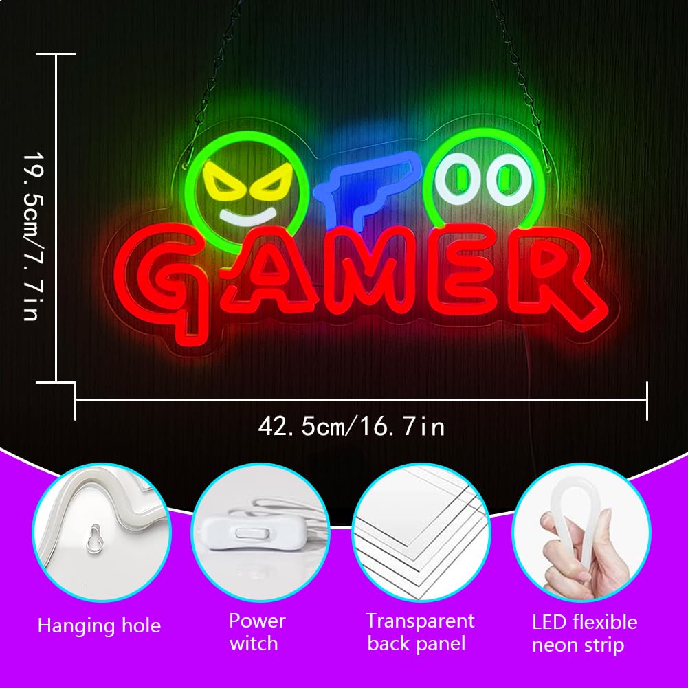 Gamer Neon Sign LED Wall Light - Room Decor Lighting Lamp 评论和价格