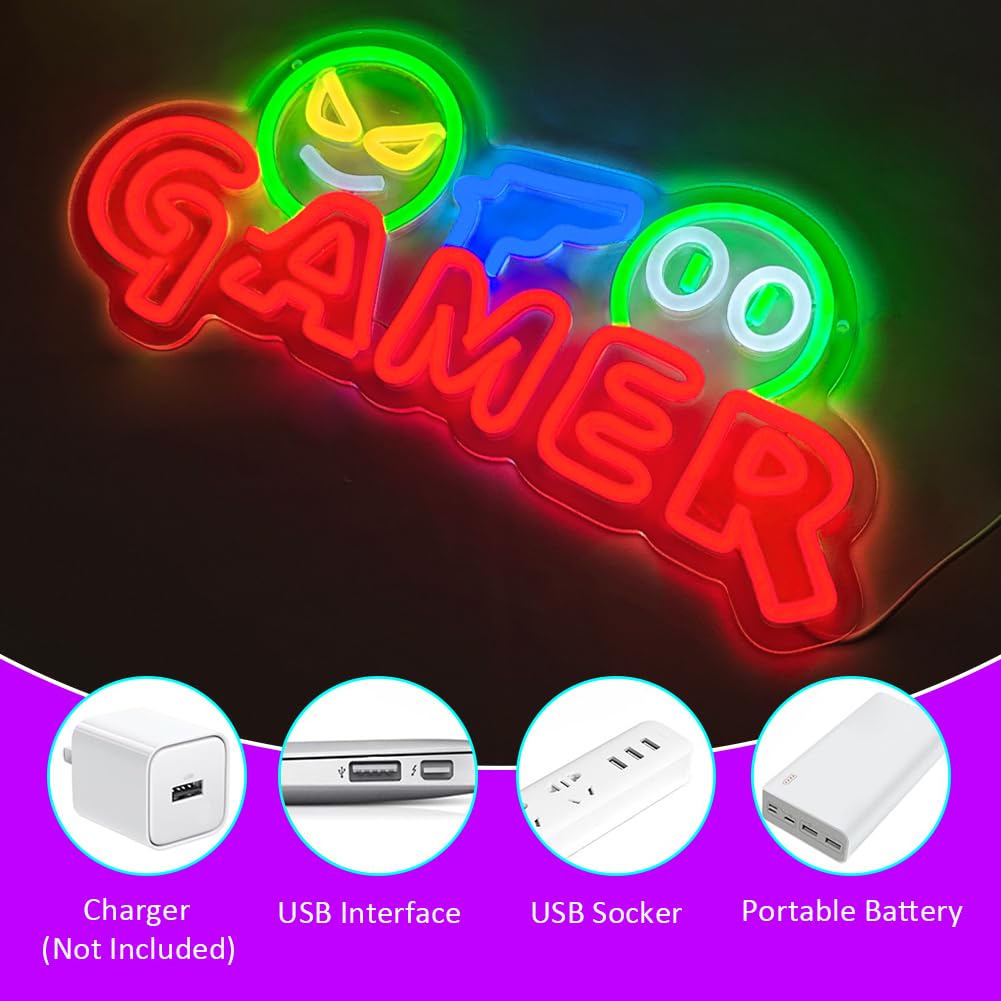 Gamer Neon Sign LED Wall Light - Room Decor Lighting Lamp 评论和价格