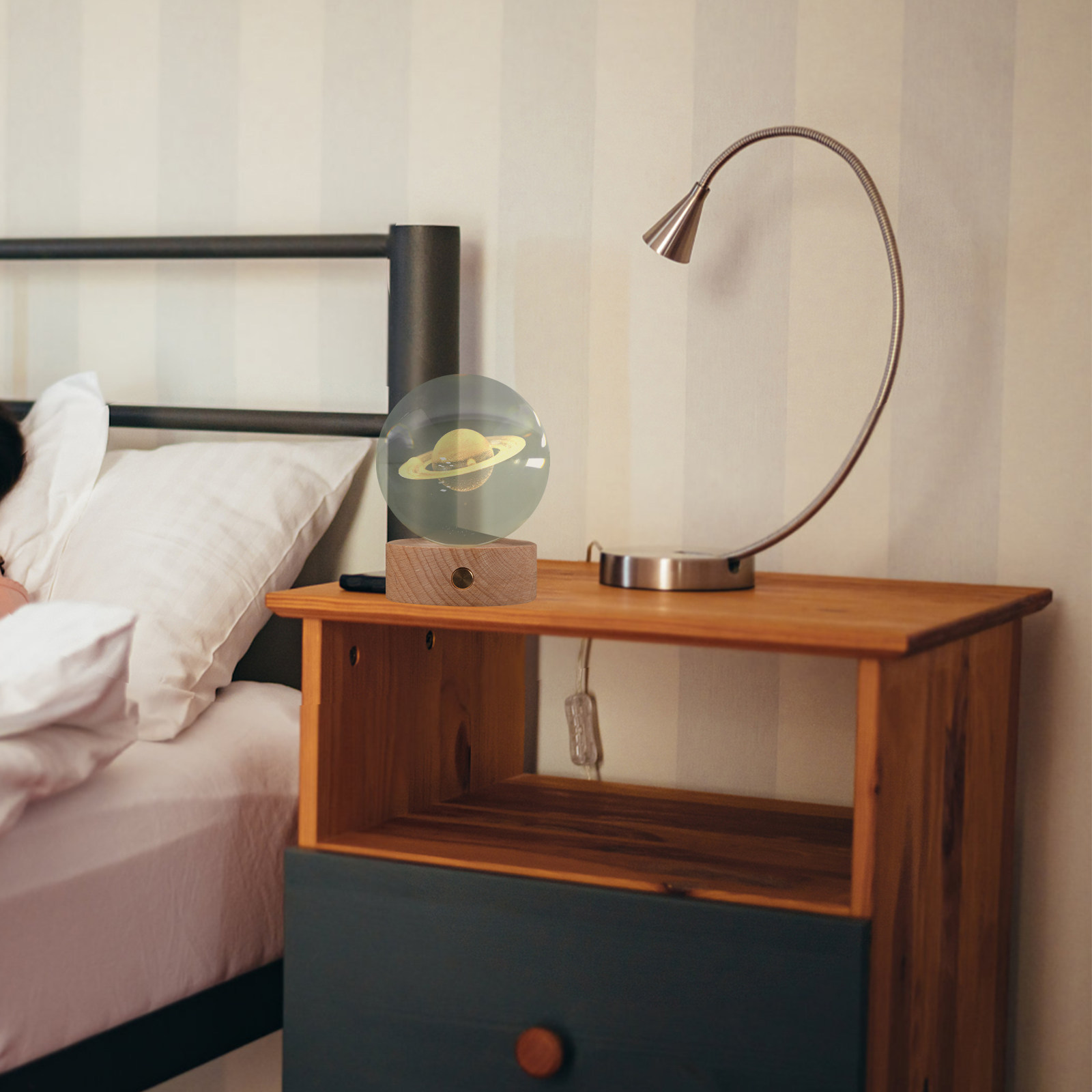 Crystal Ball Night Lamp 3D Sat - Bedroom Lighting Decor Ideas 评论和价格