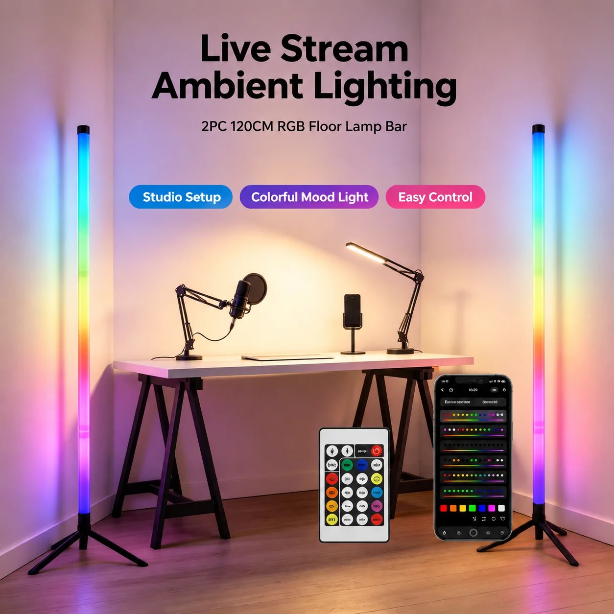 2 Pack RGB LED Corner Floor La - Lighting Decor In Room 评论和价格