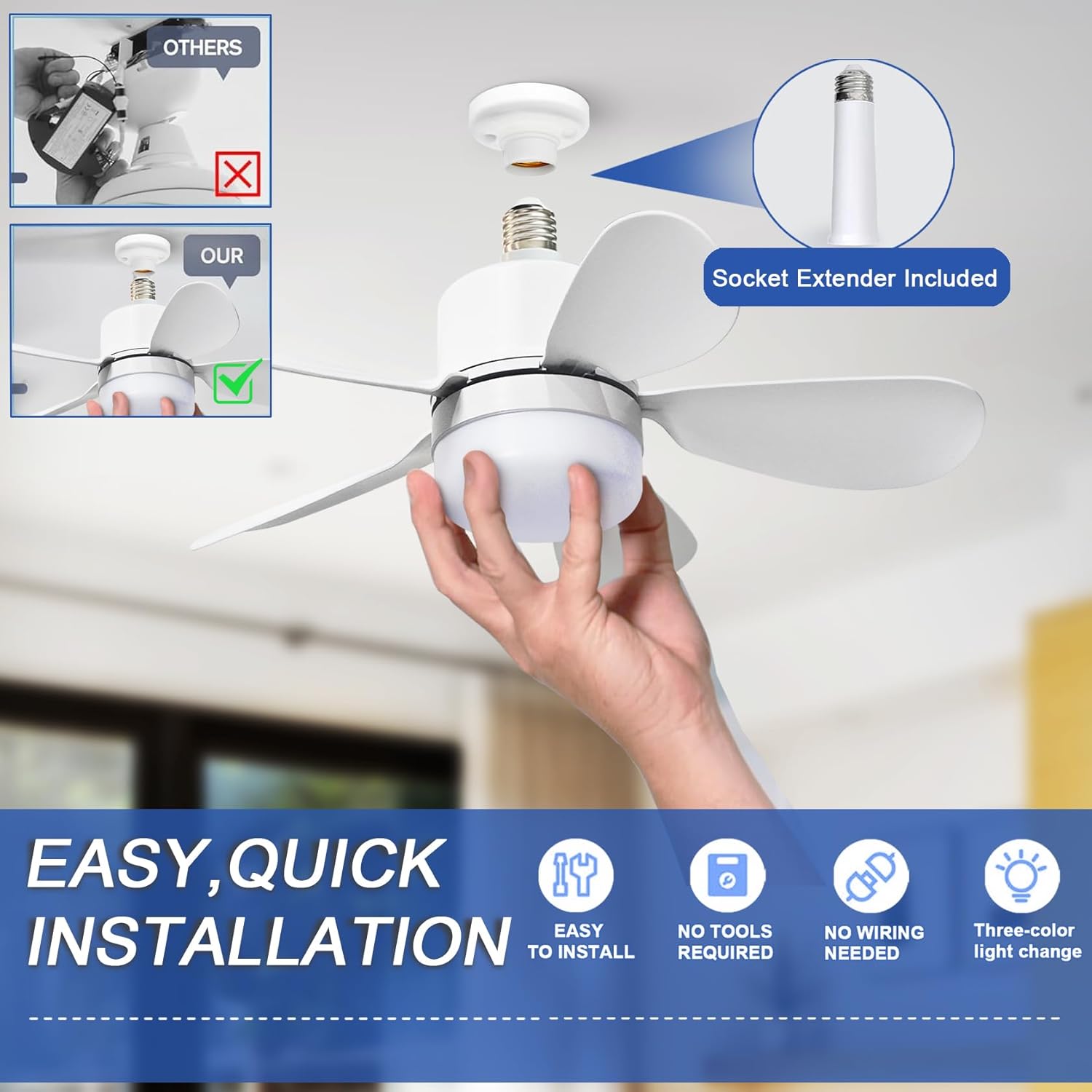 Socket Fan Light with Remote,  - Led Lighting Decor 评论和价格