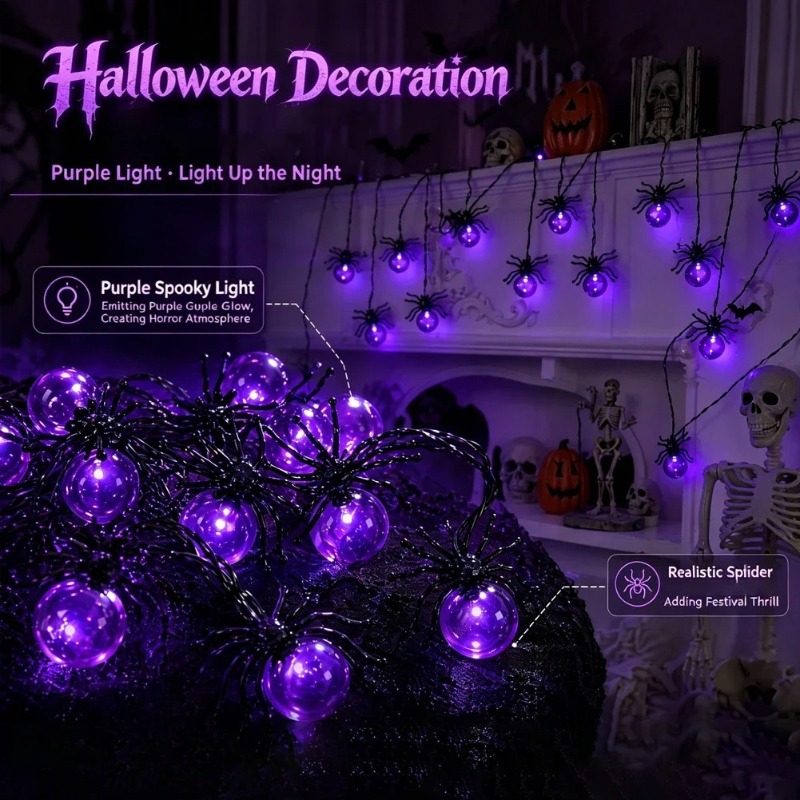 Battery Powered Spider LED Str - String Light Outdoor 评论和价格