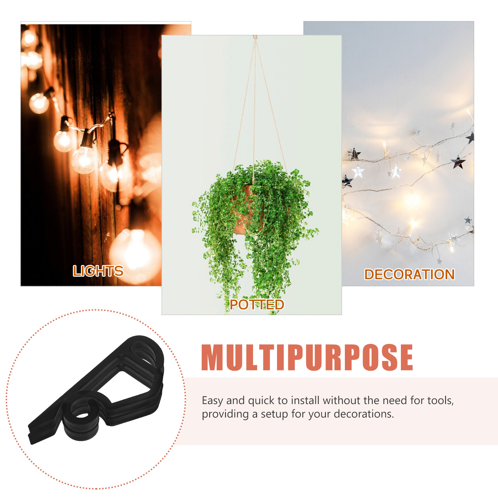 120Pcs Spiral Hanging Hooks Ou - String Light Outdoor 评论和价格