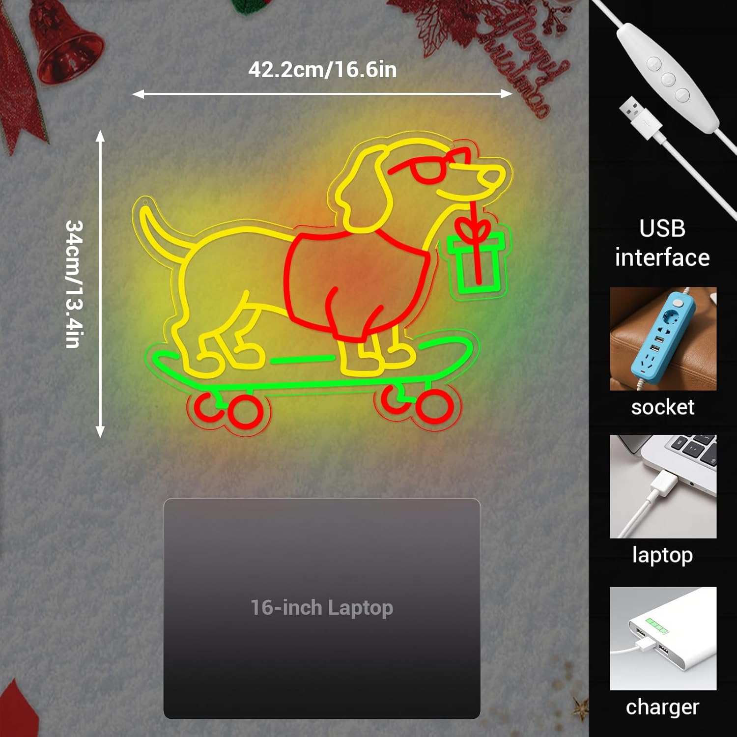 USB Dimmable Dachshund Neon Si - Bedroom Lighting Decor Ideas 评论和价格