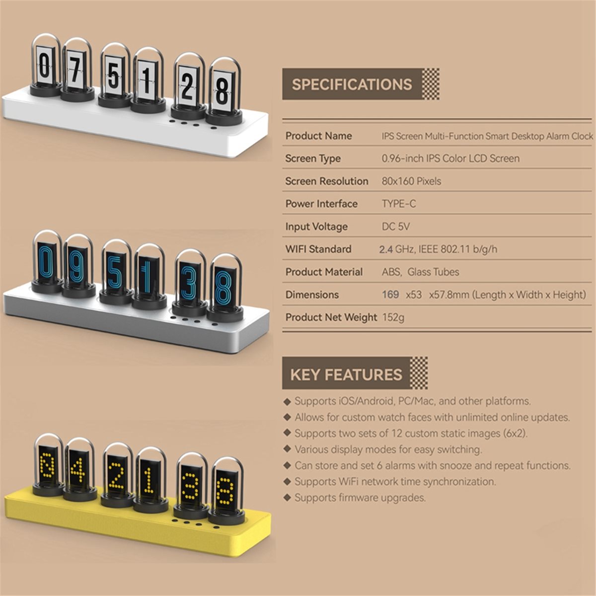 A73T WiFi Control IPS Clock wi - Bedroom Lighting Decor Ideas 评论和价格