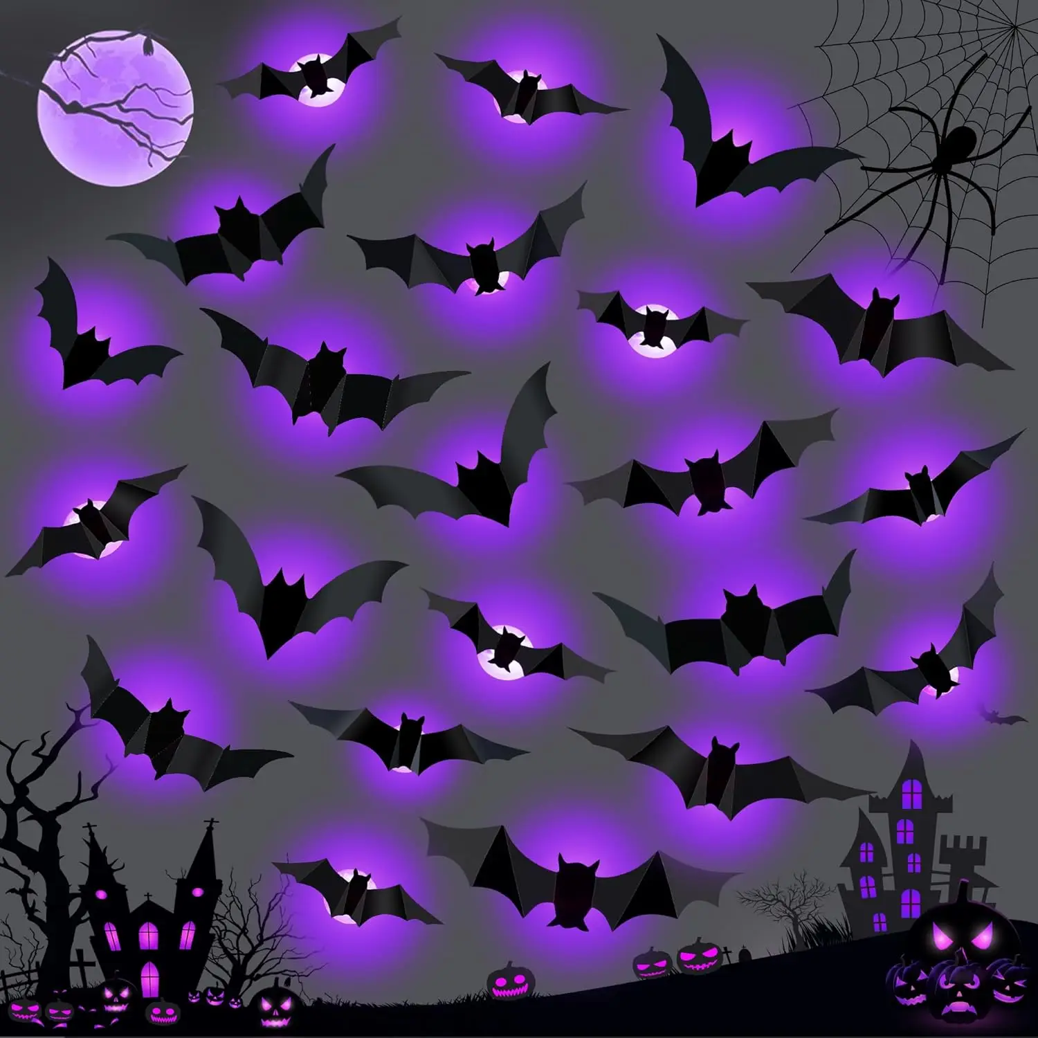 Halloween LED Bats Spider Deco - Outdoor Lighting Wedding Decor 评论和价格
