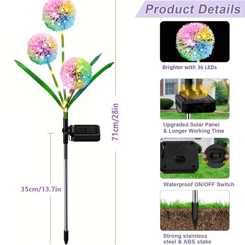 4PC 3 Head Solar LED Dandelion - Fairy Light Curtain 评论和价格