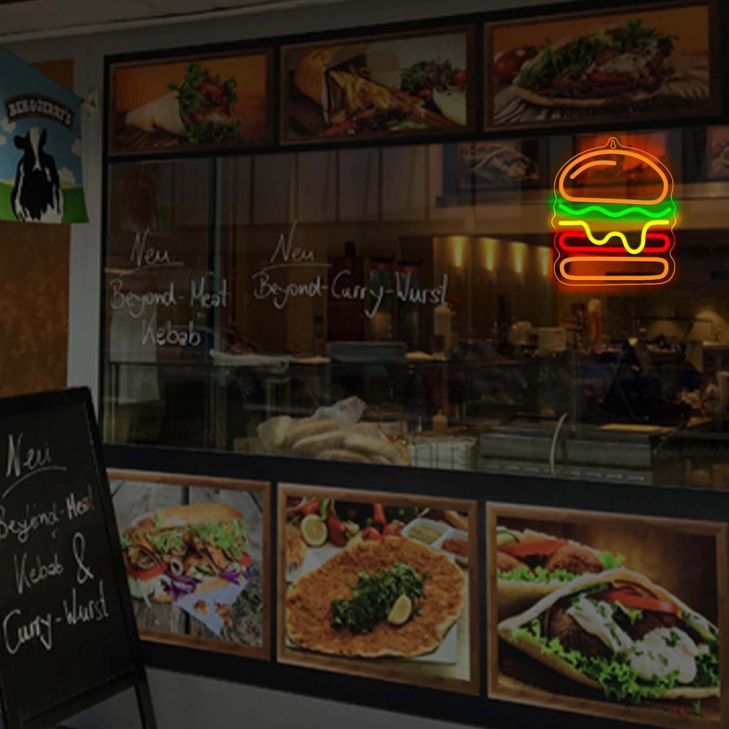 Burger Neon Sign with Layered  - Lighting Home Decor Ideas 评论和价格