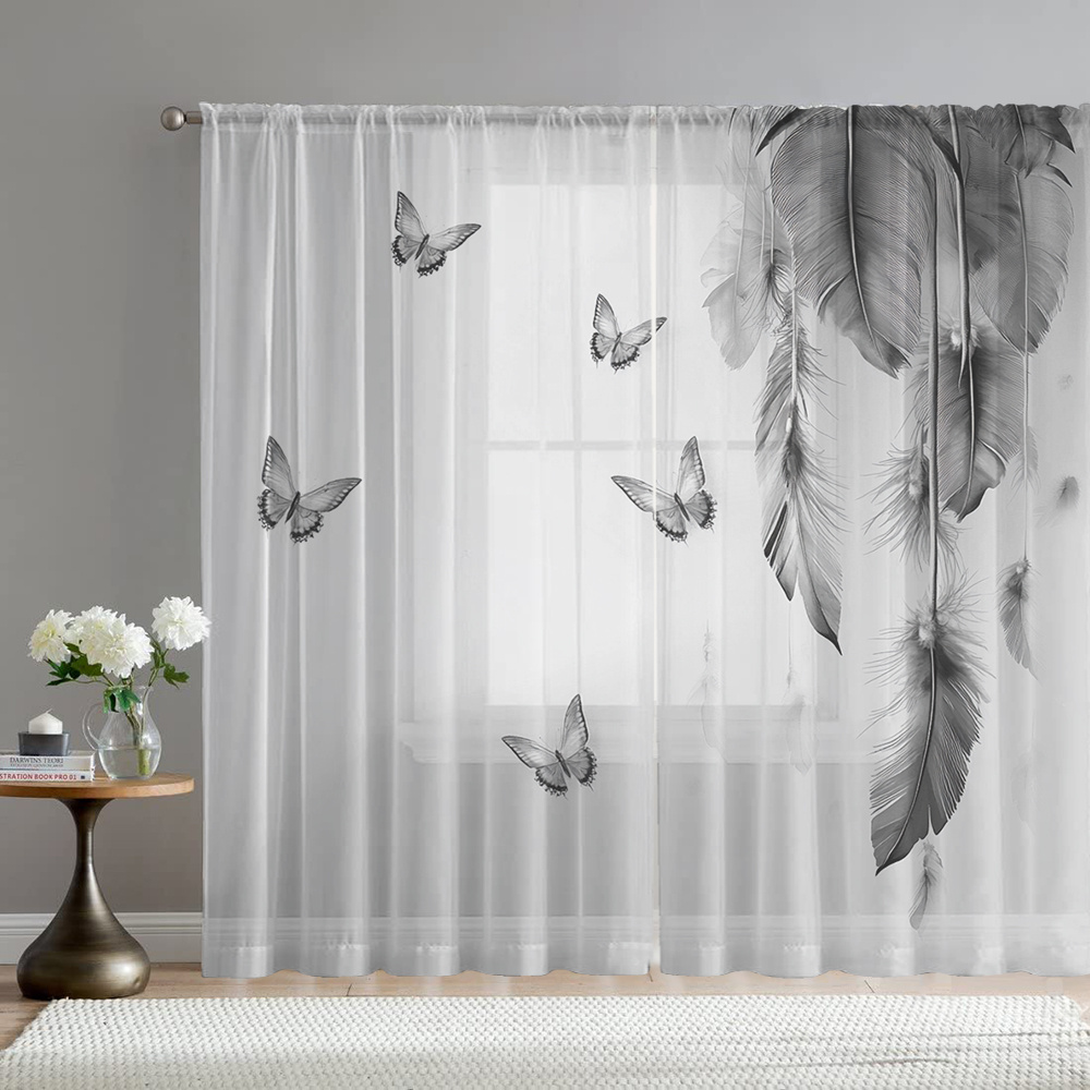 2PCS Digital Print Sheer Curta - Fairy Light Curtain 评论和价格