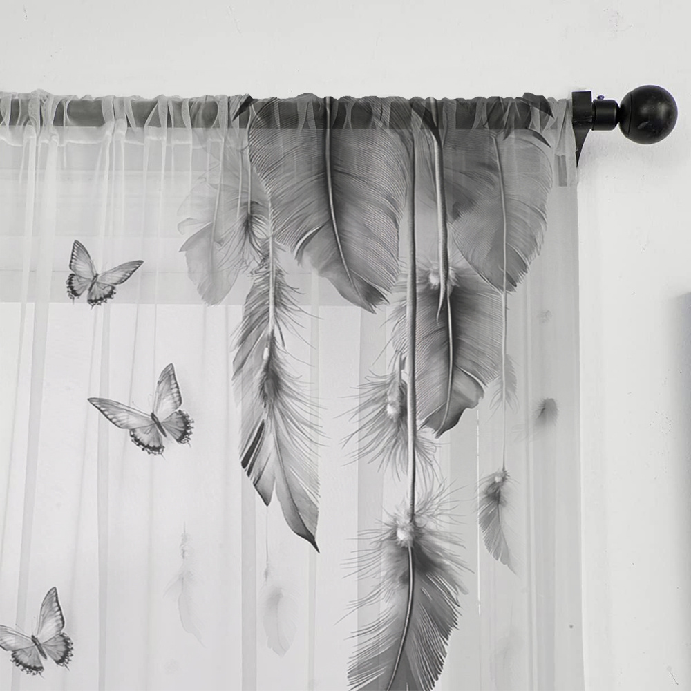 2PCS Digital Print Sheer Curta - Fairy Light Curtain 评论和价格