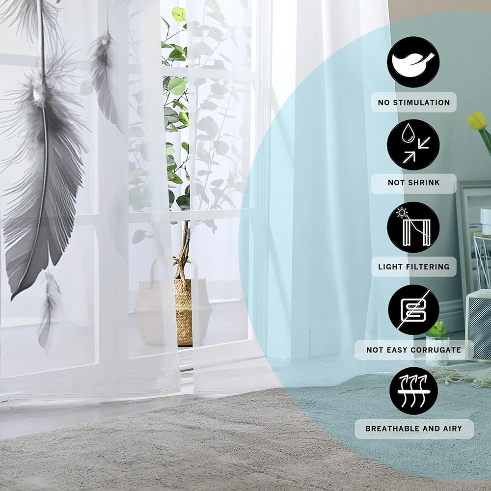 2PCS Digital Print Sheer Curta - Fairy Light Curtain 评论和价格