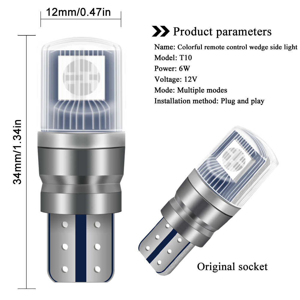 2pcs T10 LED Lights For Car RG - Touch Dimmer Lamp 评论和价格