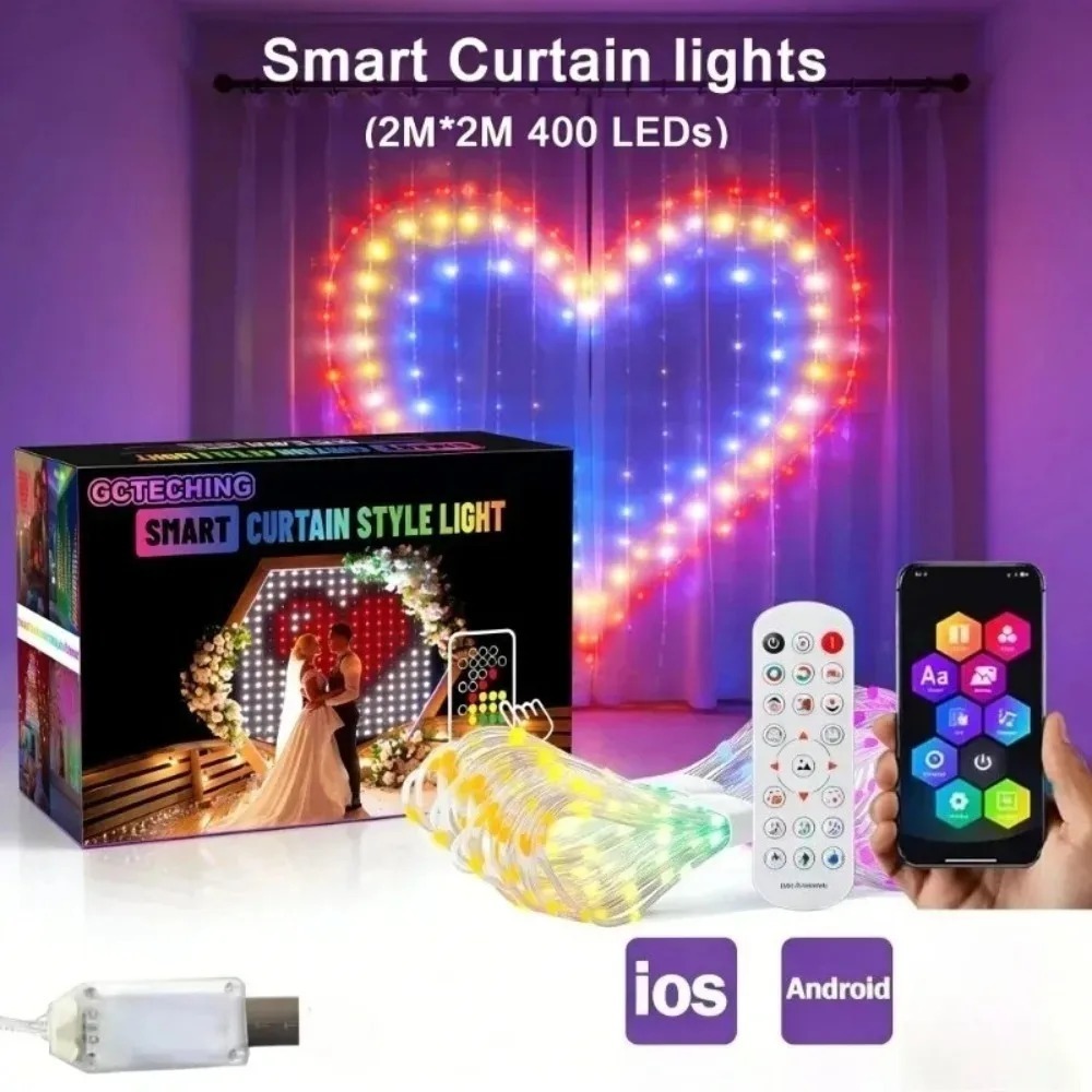 Smart RGB LED Curtain Lights B - Fairy Light Curtain 评论和价格