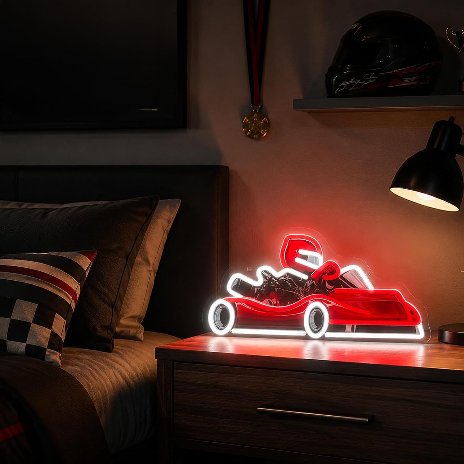 Go Kart Racer LED Neon Sign US - Decor Kart Lighting 评论和价格