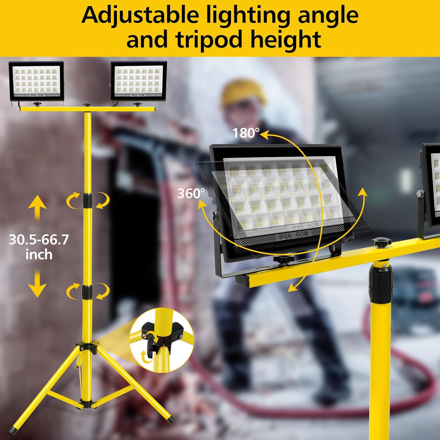 LED Work Light with Stand Adju - Floor Lamp Tripod 评论和价格