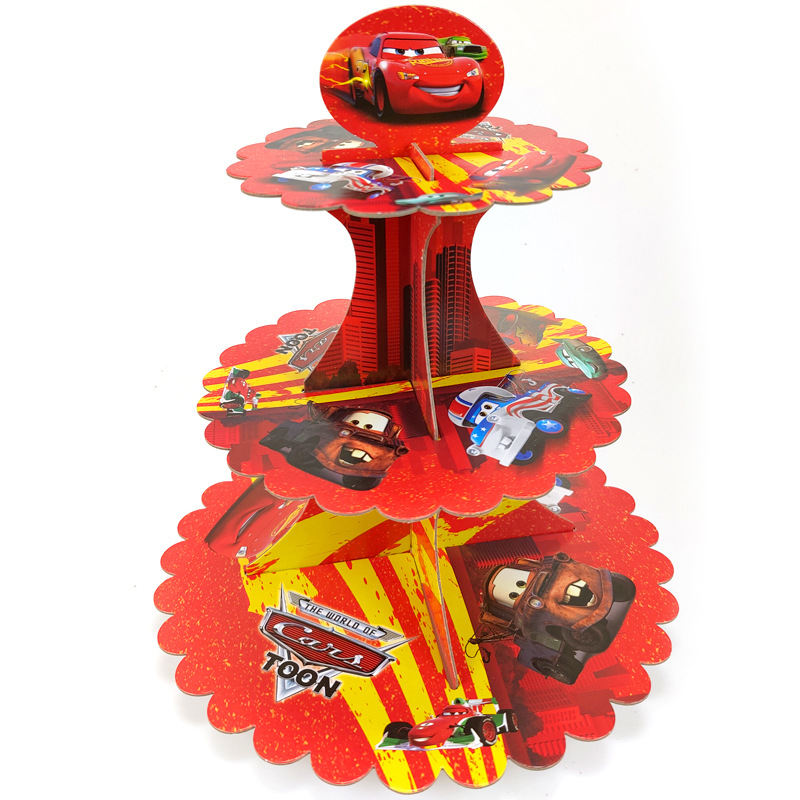 3 Tier Cartoon Race Car Paper  - Lighting Mcqueen Decor 评论和价格