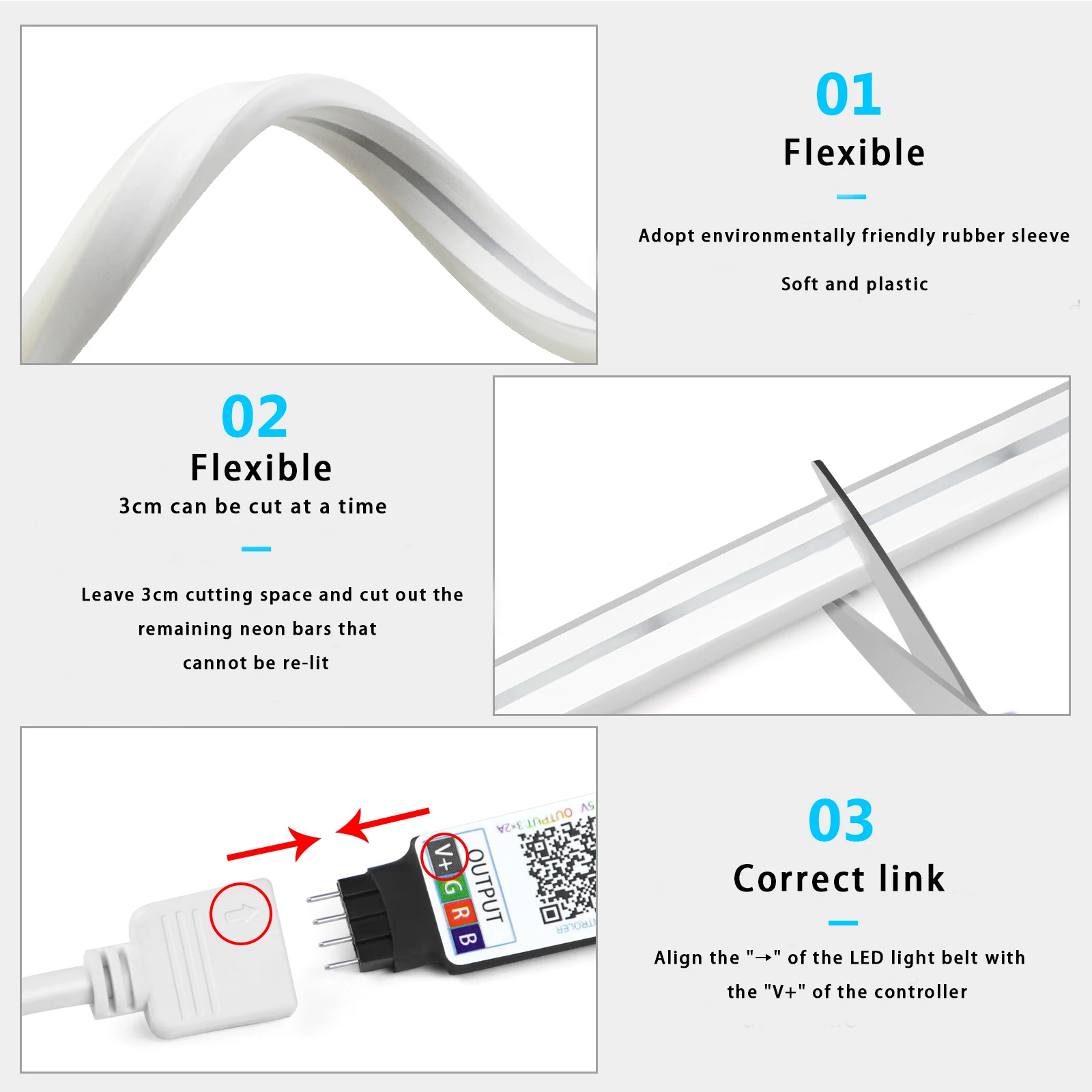 1-5m RGB LED Neon Strip Light  - Lighting Decor In Room 评论和价格